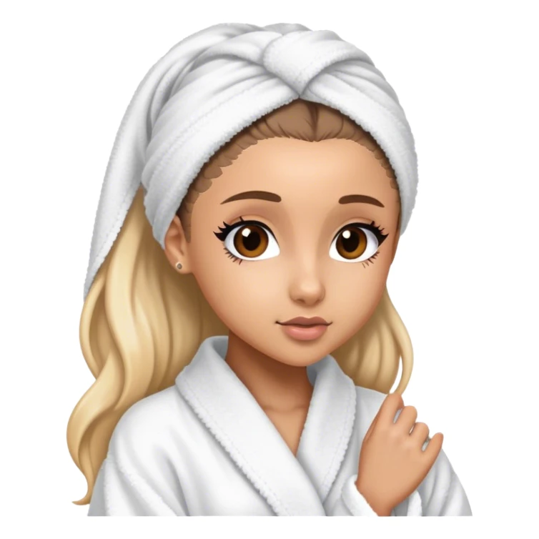 ariana grande in bath robe with hair towel sticker