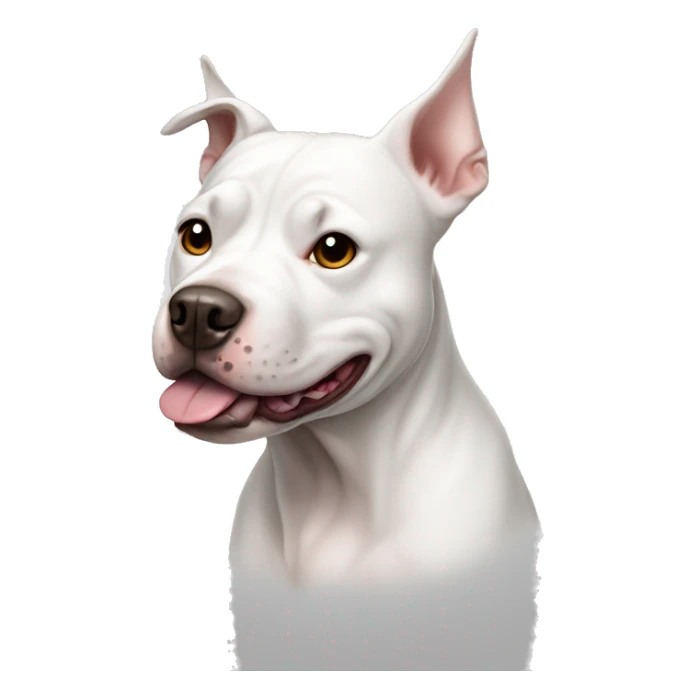 A dog white pitbull dog with pointed ears and a few blanck spots sticker