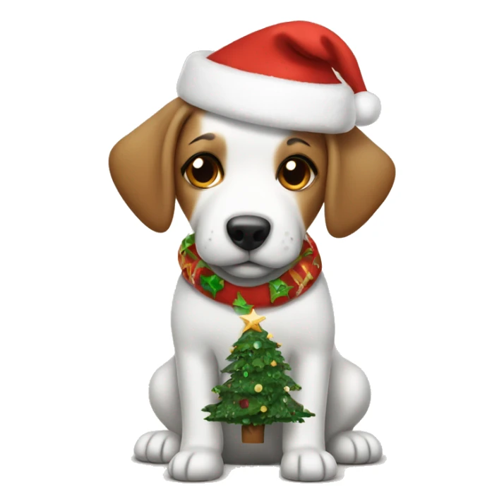 Dog with a Christmas tree dress ￼ sticker
