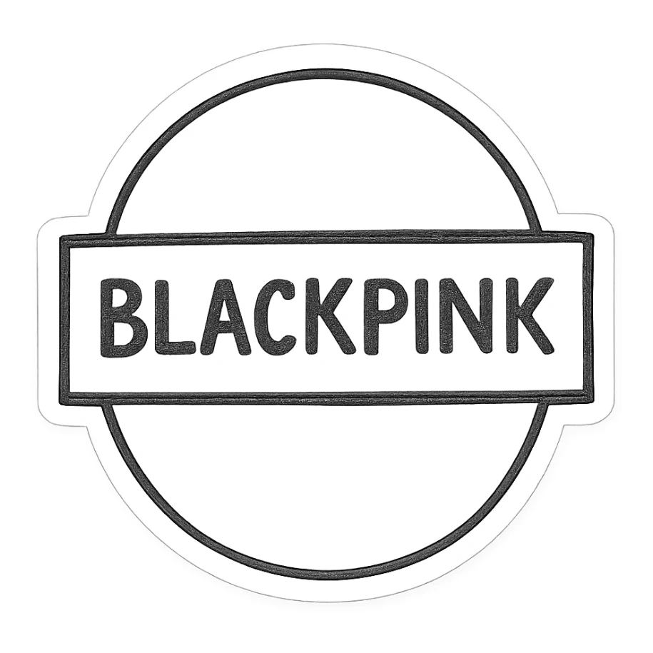Convert to sticker style with a white border, keep the BLACKPINK-inspired hand drawn look. sticker