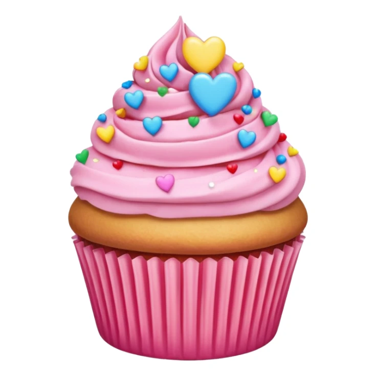 pink and rainbow cupcakes, pink hearts, rainbow sticker