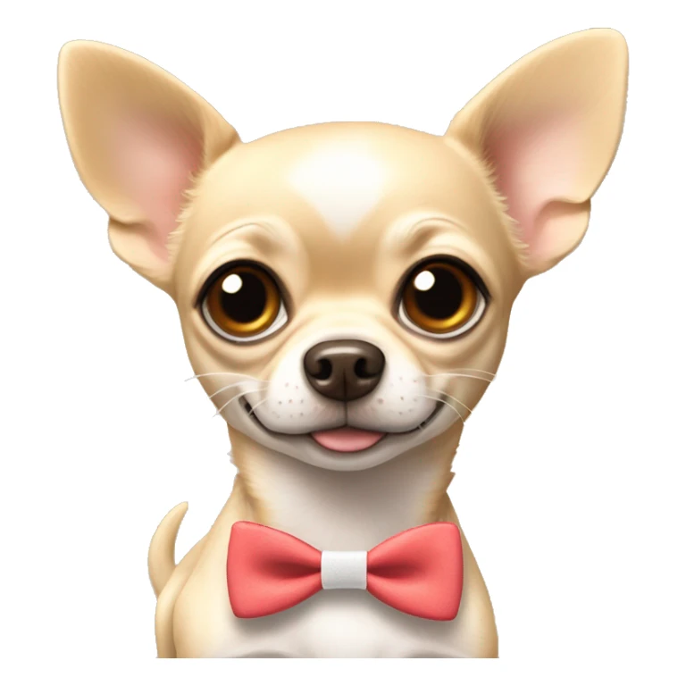Dog beige chihuahua with bow and name tag saying rio sticker