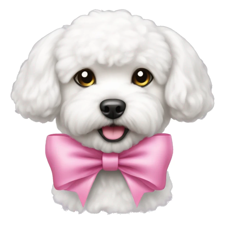 Bichon Frise dog wearing a pink bow  sticker