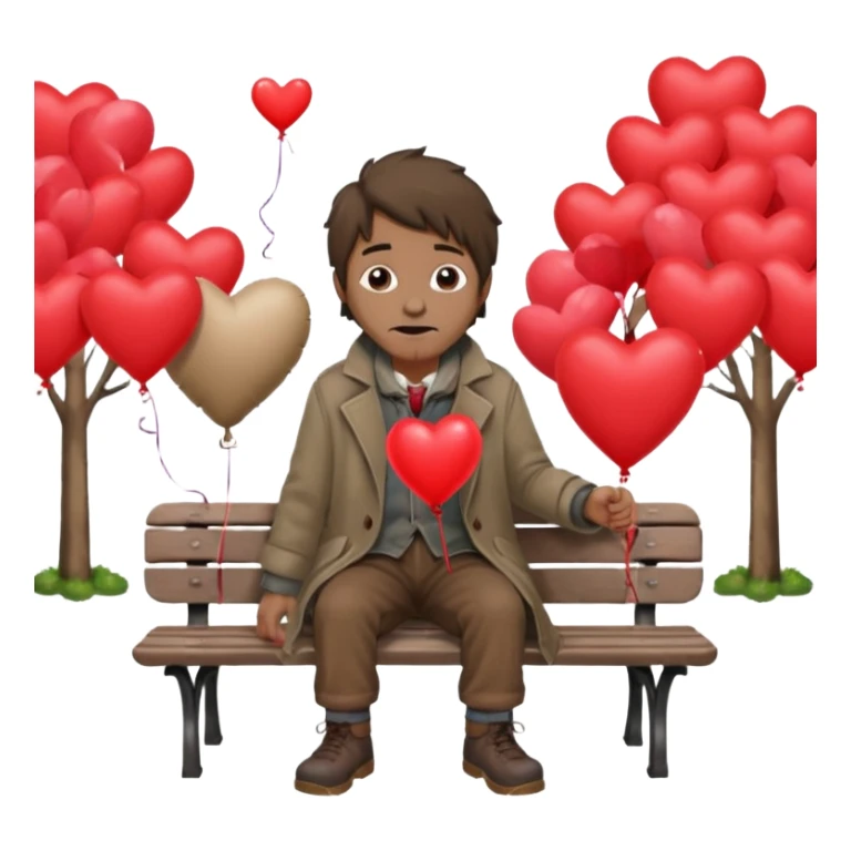 Homeless man with Valentine’s Day decor sticker