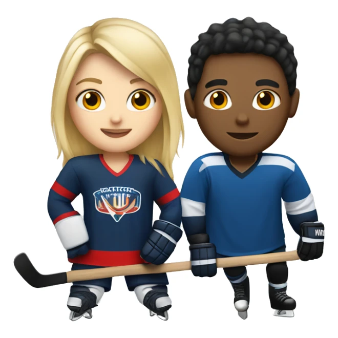A blonde girl with a brunette hockey player guy sticker