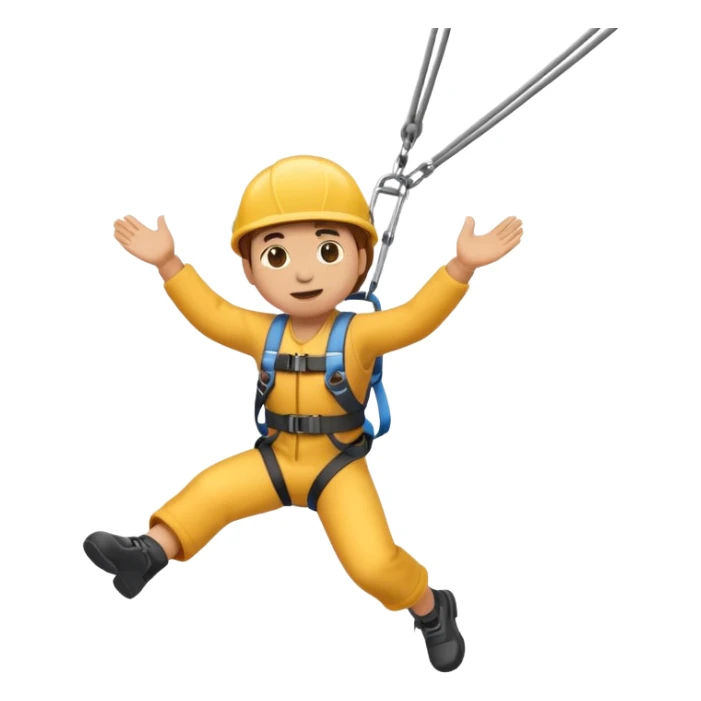 small size emoji style person bungee jumping, simple design sticker