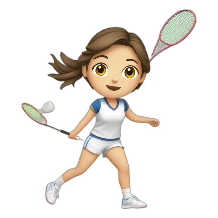 European girl with brown hair playing badminton sticker