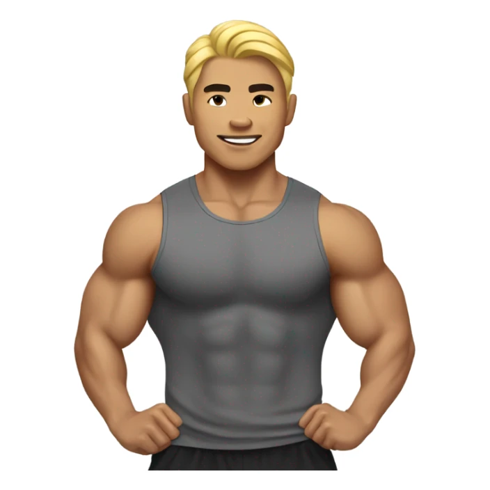 muscular asian personal trainer golden hair sticker