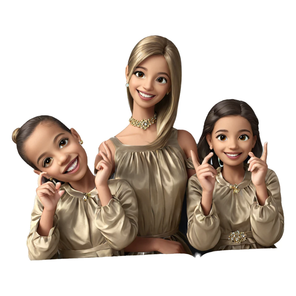 smiling girls in elegant dresses sticker