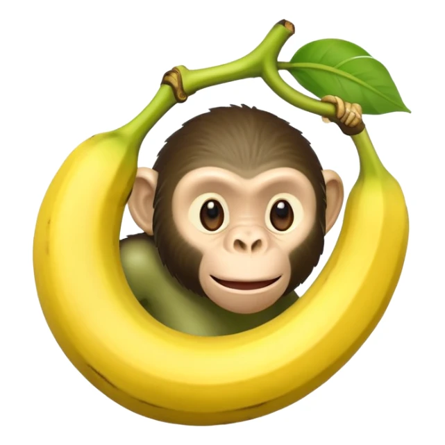 banana with a green chimpanzee head coming out of it. sticker