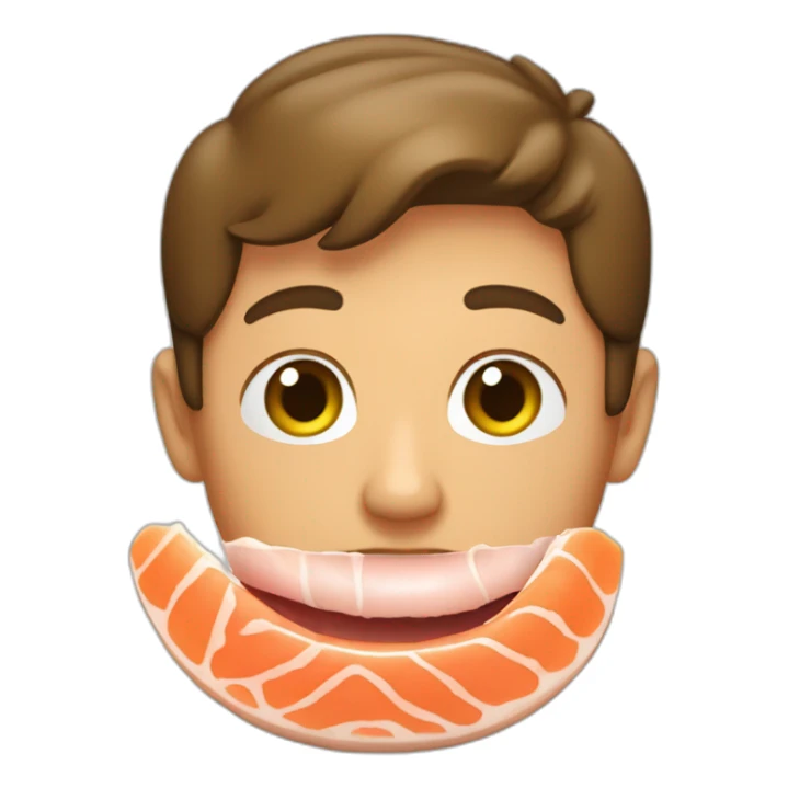 homme brun qui mange du saumon sticker
