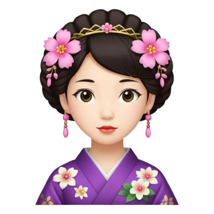 Japanese Princess with floral hairpin sticker