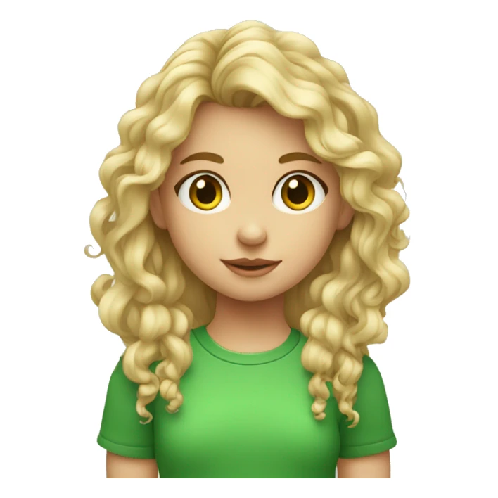 niña rubia con rizos y camiseta verde sticker