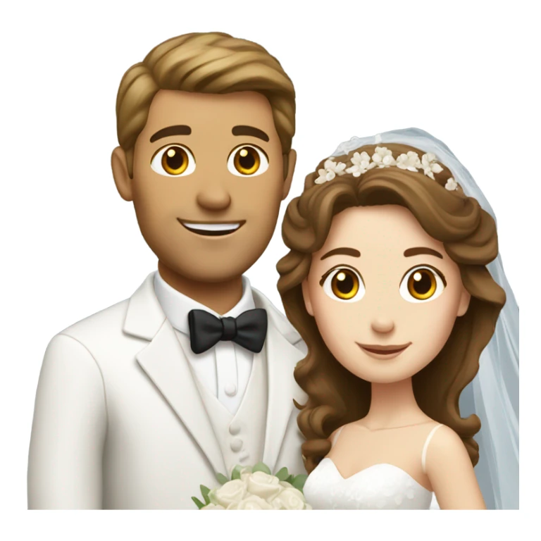 White Bride and groom with brown hair  sticker