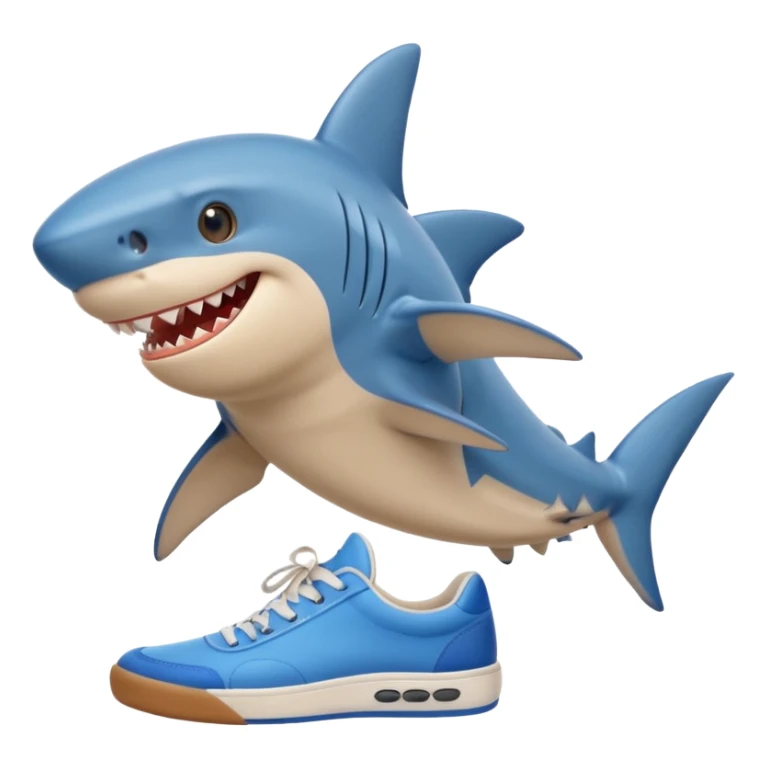 cartoon shark in blue sneakers sticker