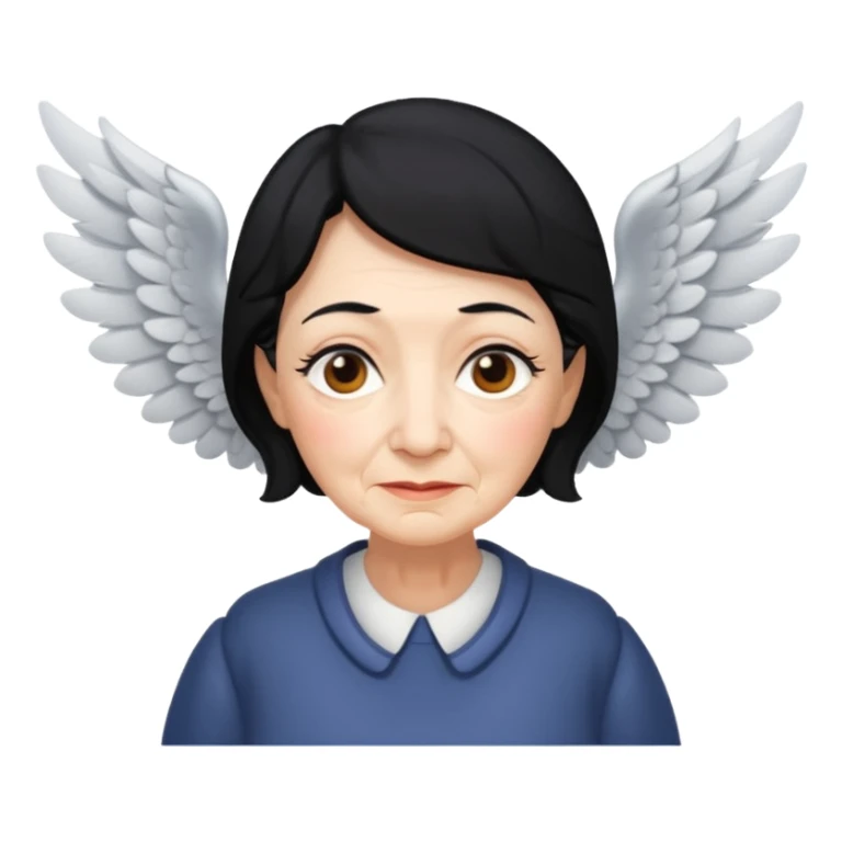 Angel Old Lady with wings black hair sticker