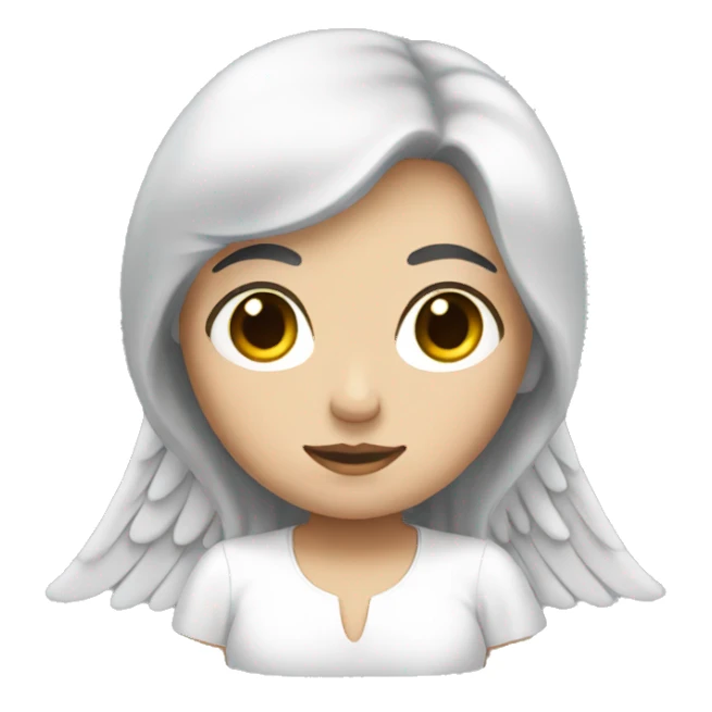 A white female angel with black hair sticker