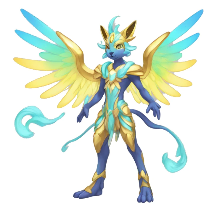 Anthro Sona Colorful Godly Celestial Shiny Fakemon Full Body sticker