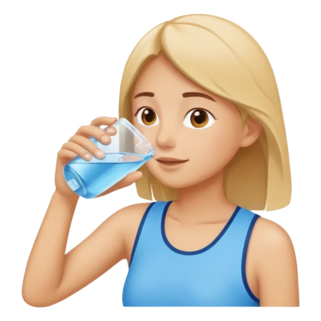 Emoji of a person drinking water, healthy and refreshing feeling, simple flat emoji style, bright colors, clean lines, no text, transparent background. sticker