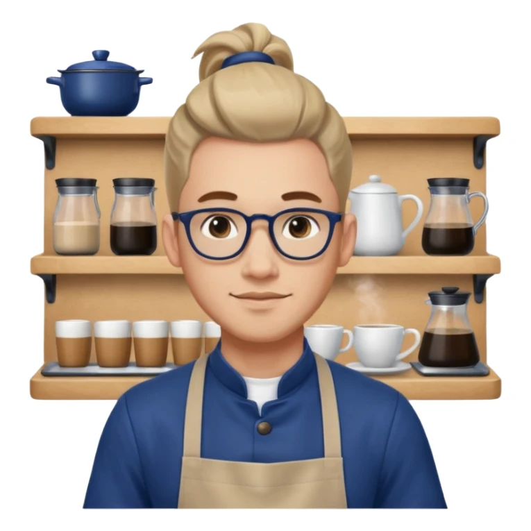 hipster barista ponytail male sticker