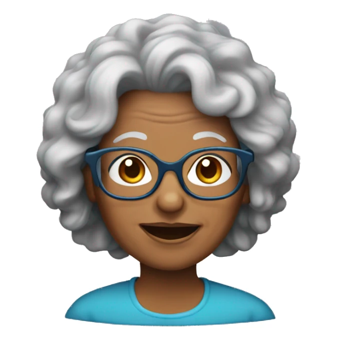 Grandma with long curly hair and glasses sticker