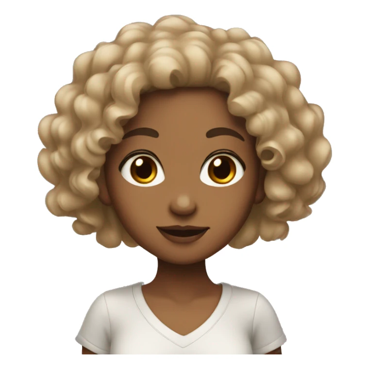 tan girl with black curly hair and brown eyes  sticker