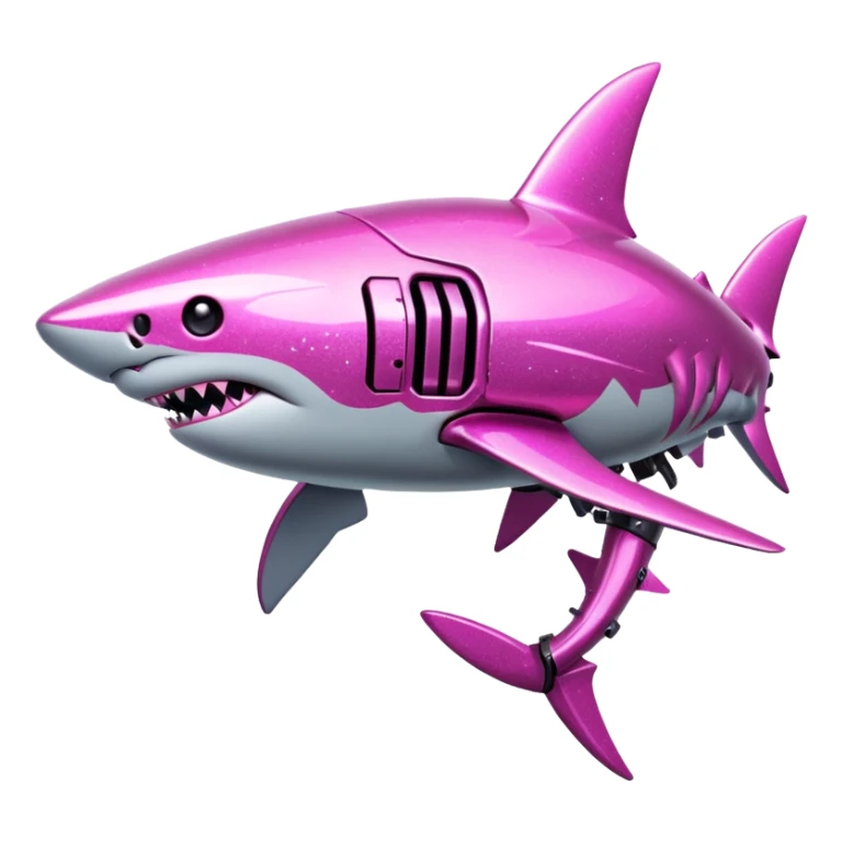 glitter mech shark pink cyberpunk sticker