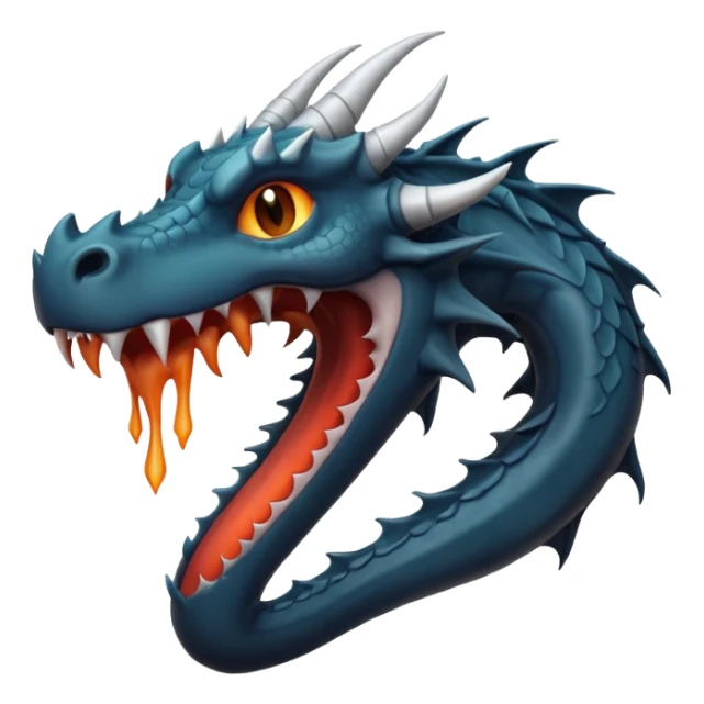 iOS style emoji, minimal dragon fang, dark fantasy object sticker