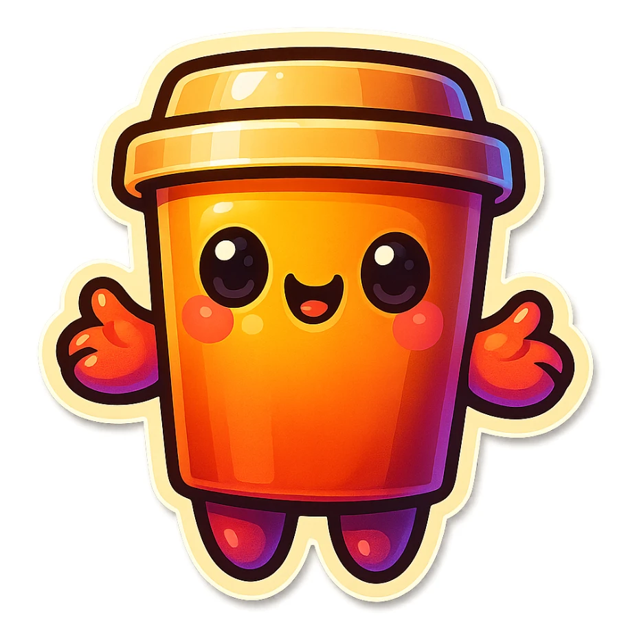 Tall coffee cup, vompassion, offerring a hug sticker