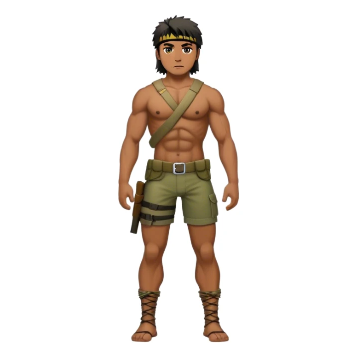 full body modern rambo male human character Konor sticker