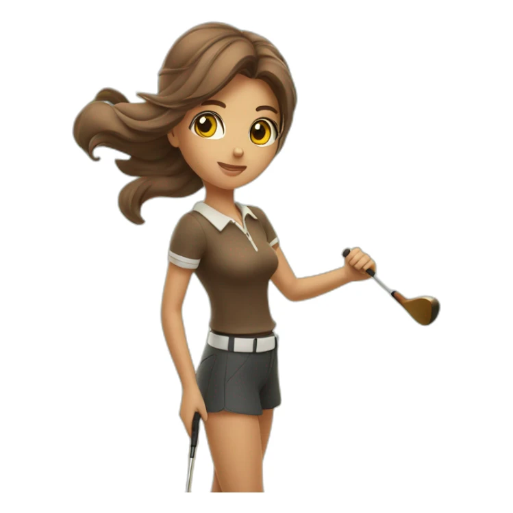 Golf swing beautiful girl head brown in the beach  sticker
