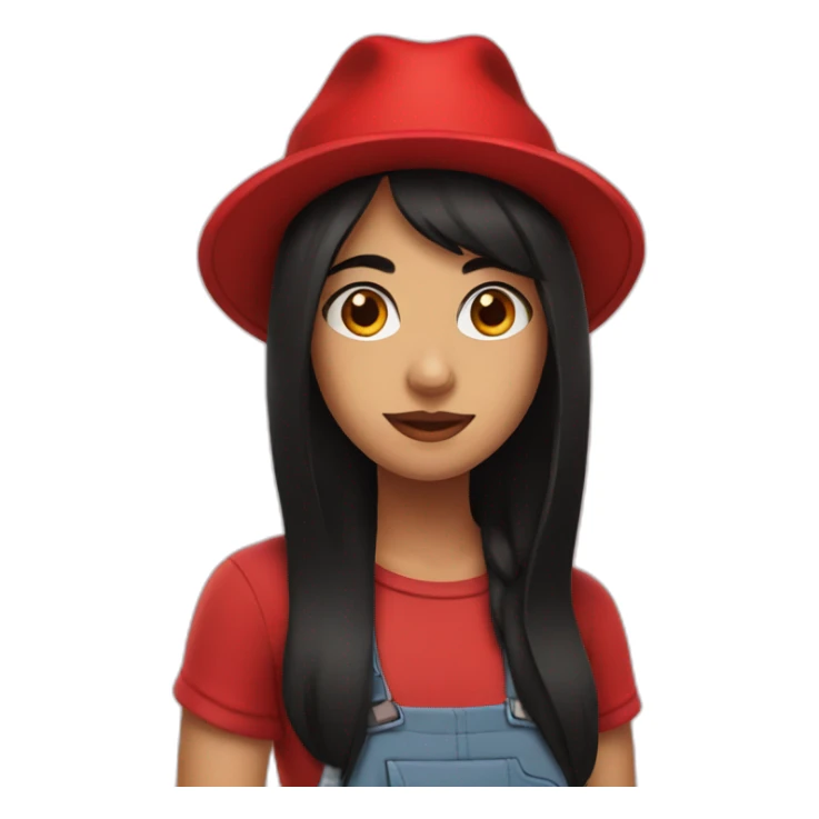 girl in a red hat with black hair sticker