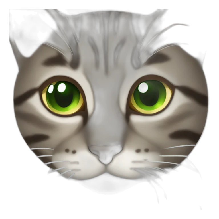 Dark brown and white Tabby Cat with green eyes, laying on the side sticker