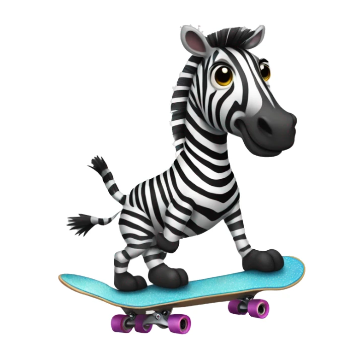 A zebra herself rides a skateboard, looking adventurous and carefree. sticker