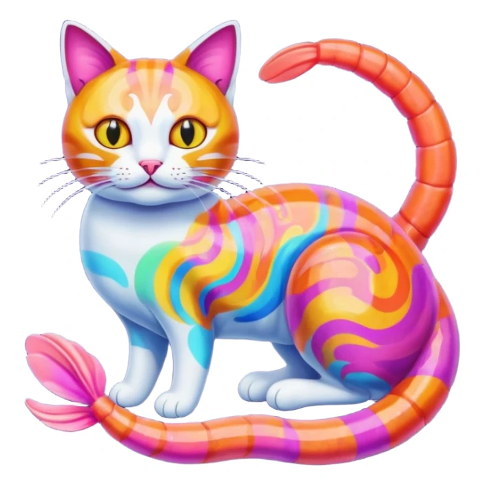 Cat with shrimp body, trippi troppi sticker