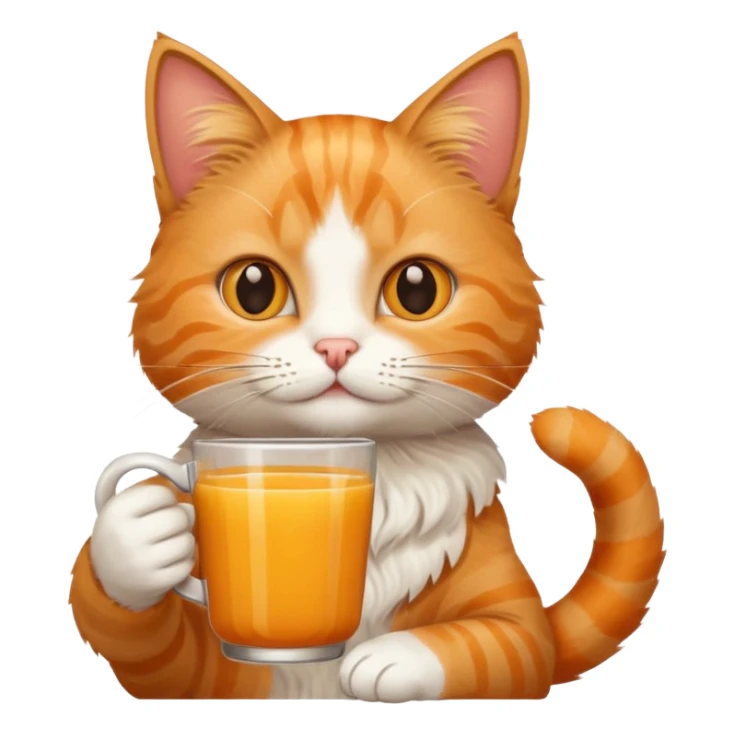 Cat holding cup of mixed orange juice and coffee sticker