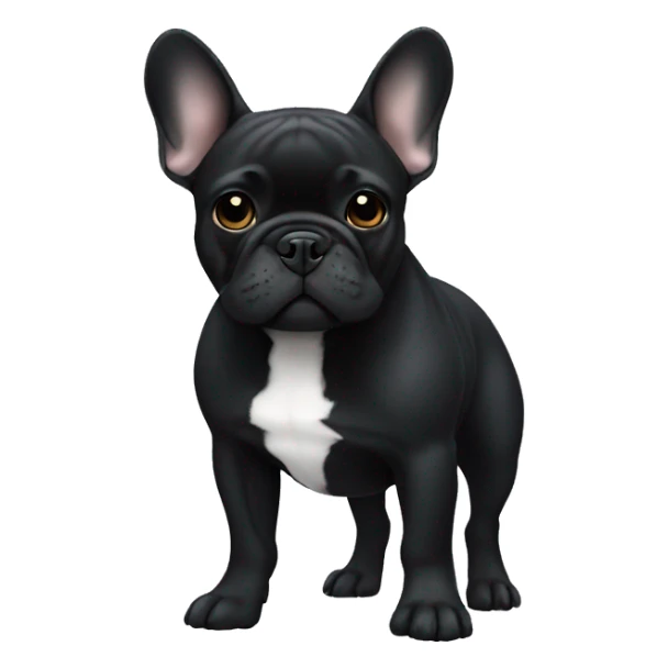 A French bulldog all black with white on its neck sticker