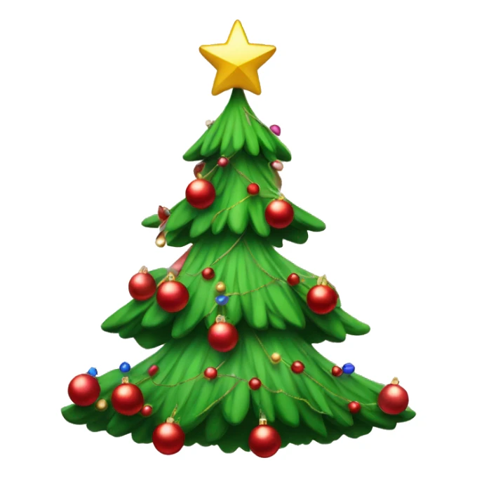 Christmas tree with red baubles and bow at the top sticker