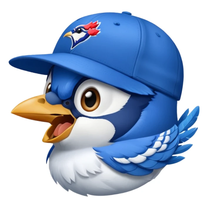 bluejay yelling with  toronto blue jays baseball hat sticker