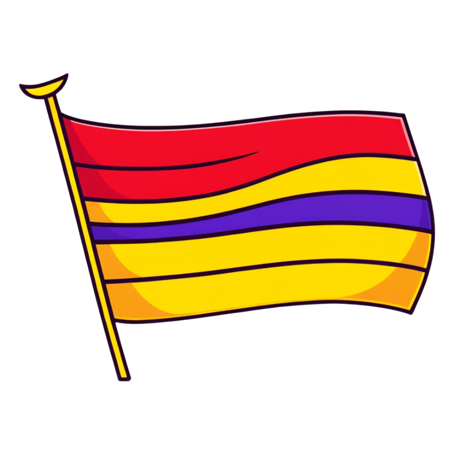 flag with three horizontal stripes - red, yellow, and purple sticker