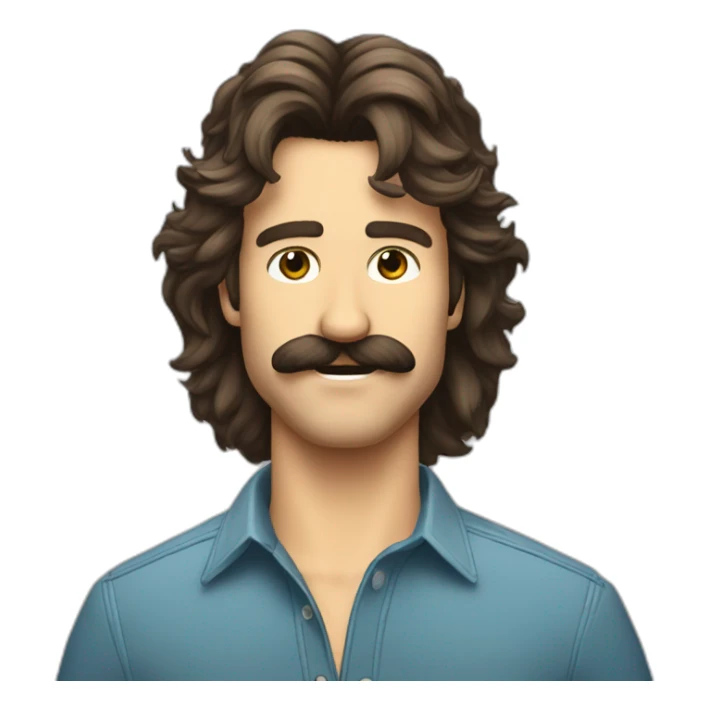 beau cunnigham cool dude moustache big ol fluffy mullet sticker