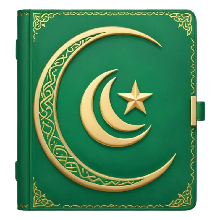 Closed Quran with the Islamic Symbol on it (moon and star) green sticker