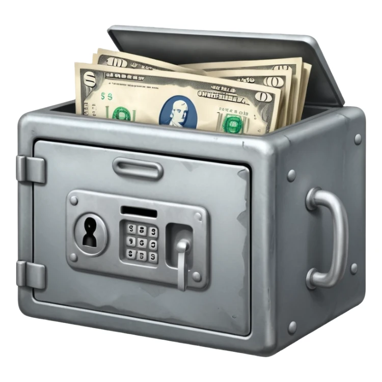 safe that is open with  a  little money left in it sticker