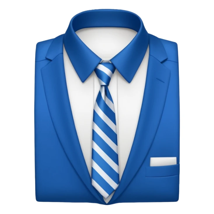 men's blue tie on white shirt, minimalism, no emojis or faces, iOS emoji style sticker
