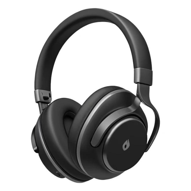 Sleek black over-ear headphones with subtle gray accents sticker