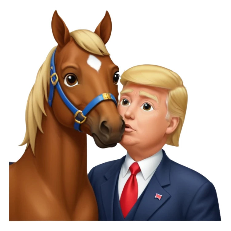 Donald trump kissing a horse named bubba ( the name bubba on its collar) sticker