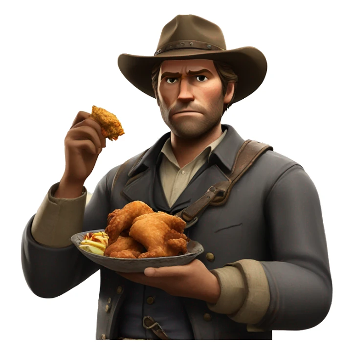 RDR2  Arthur Morgan holding a fried chicken leg sticker