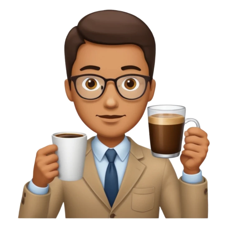 a man with two glasses of coffee sticker