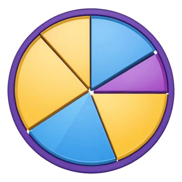A pie chart with purple, yellow and blue colors only sticker