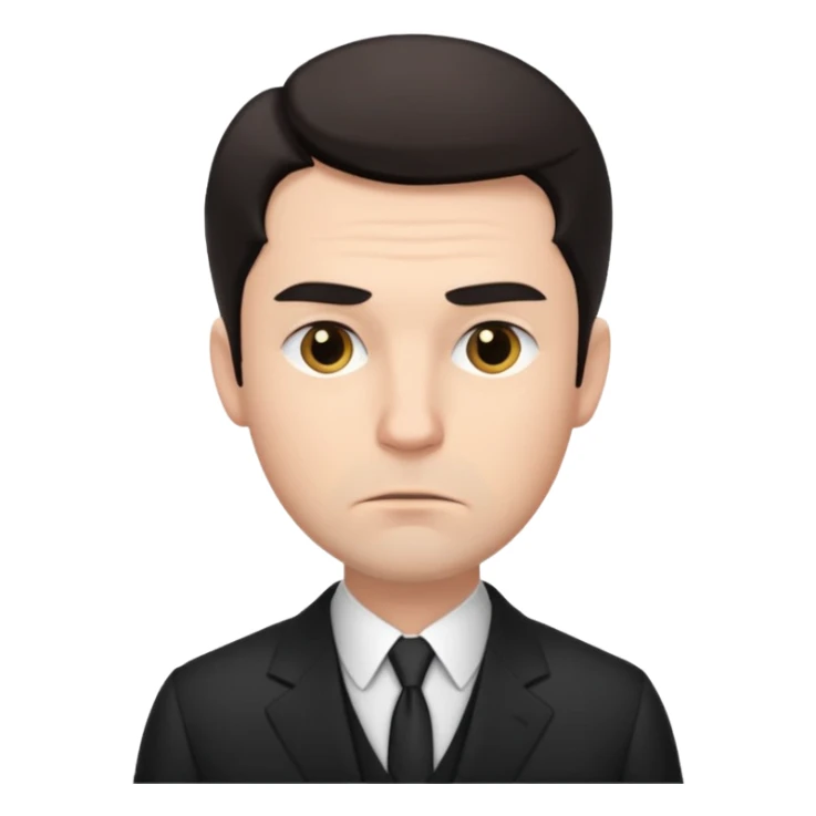 white man in formal suit in thought, in thought, one raised eyebrow sticker